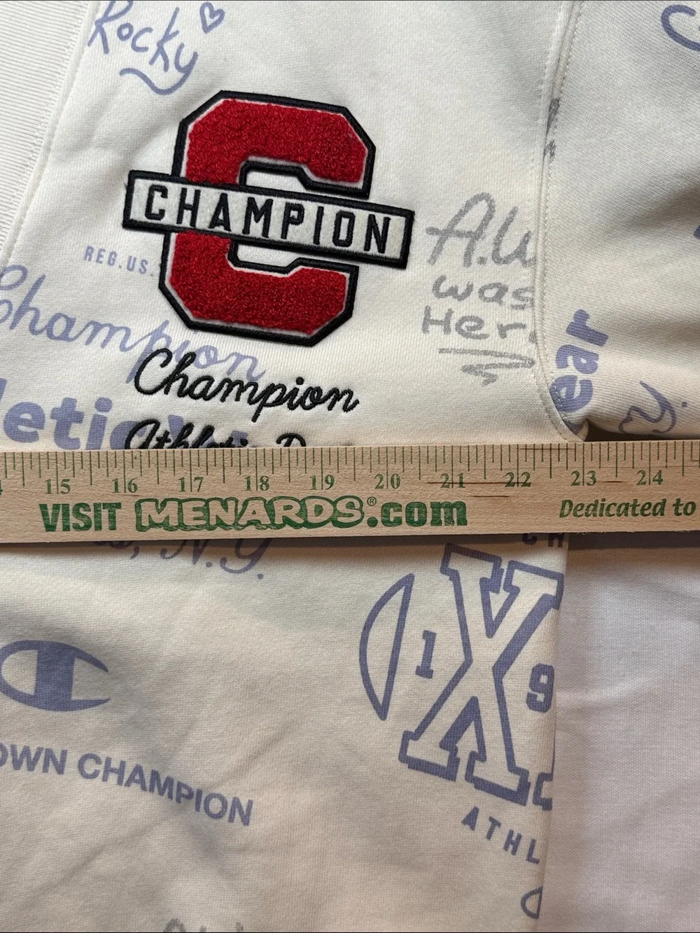 Champion AOP Graphic Cardigan Button Fleece Retro Cream Large L